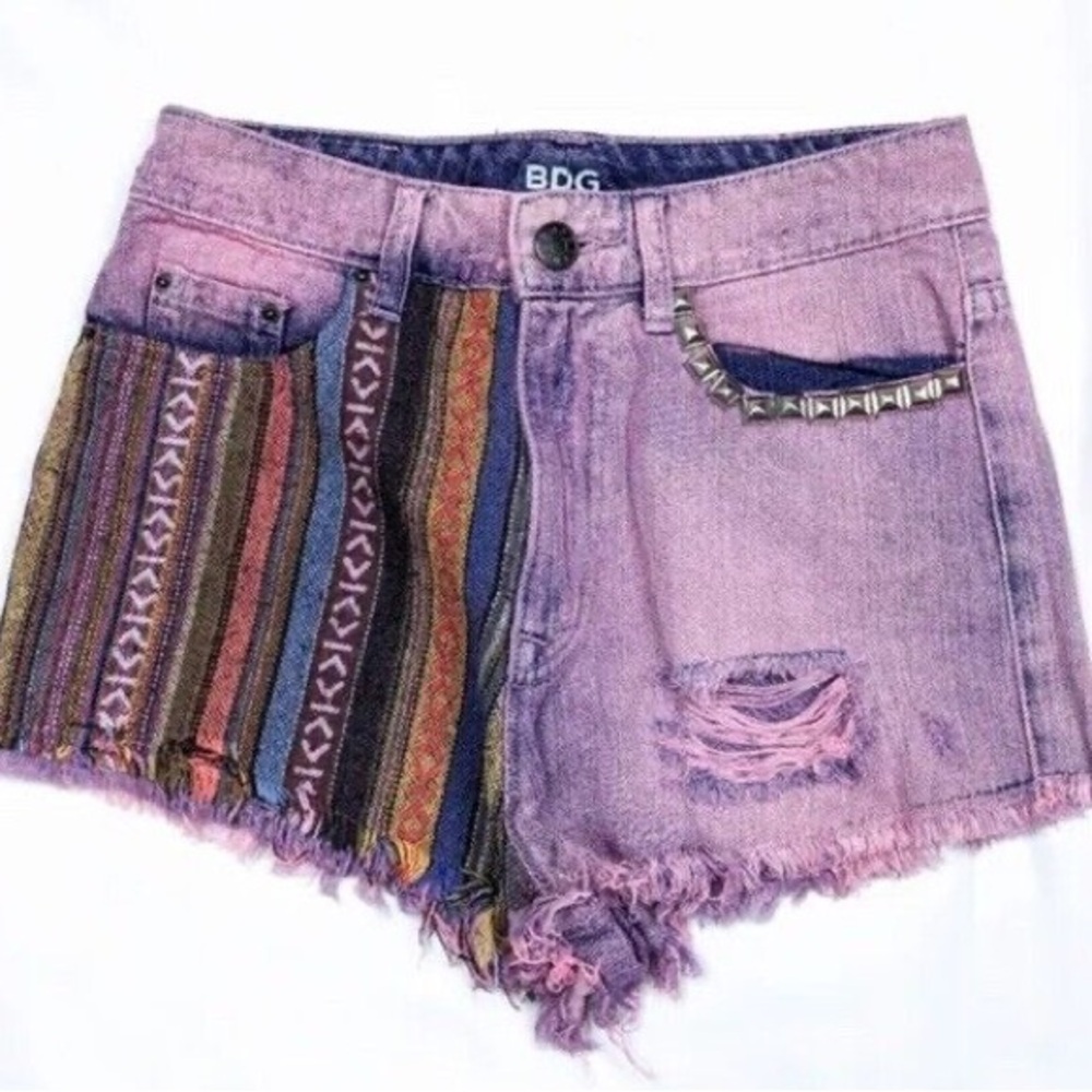BDG Women's Purple Studded Denim Shorts